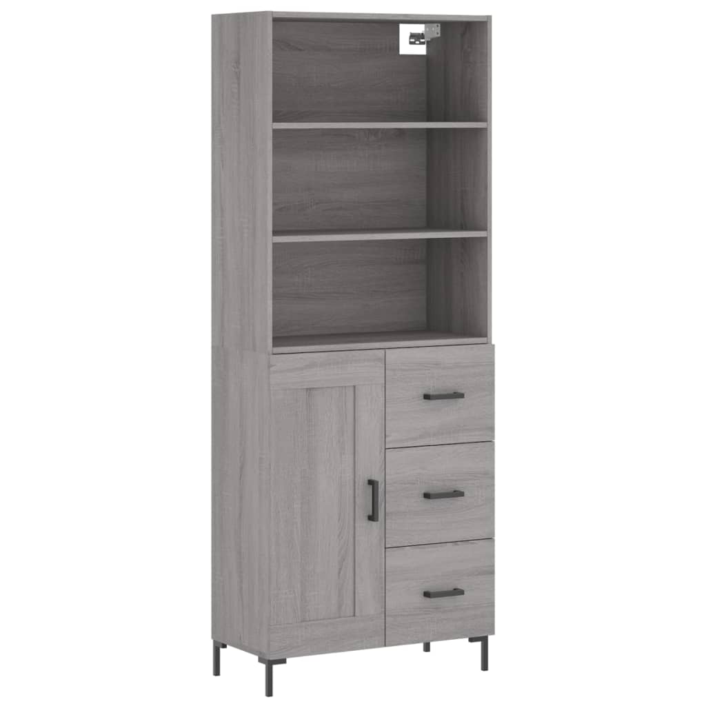 vidaXL Witrynka szary dąb sonoma 69,5x34x180cm materiał drewnopochodny