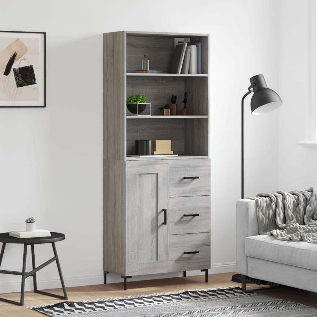 vidaXL Witrynka szary dąb sonoma 69,5x34x180cm materiał drewnopochodny