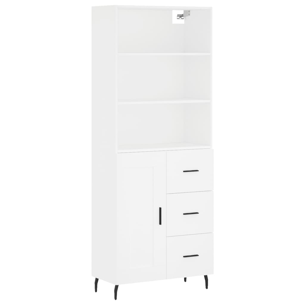vidaXL Witrynka, biała, 69,5x34x180 cm, materiał drewnopochodny