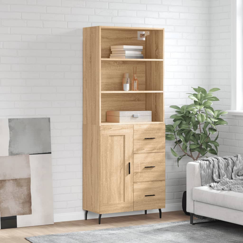 vidaXL Witrynka, dąb sonoma, 69,5x34x180 cm, materiał drewnopochodny