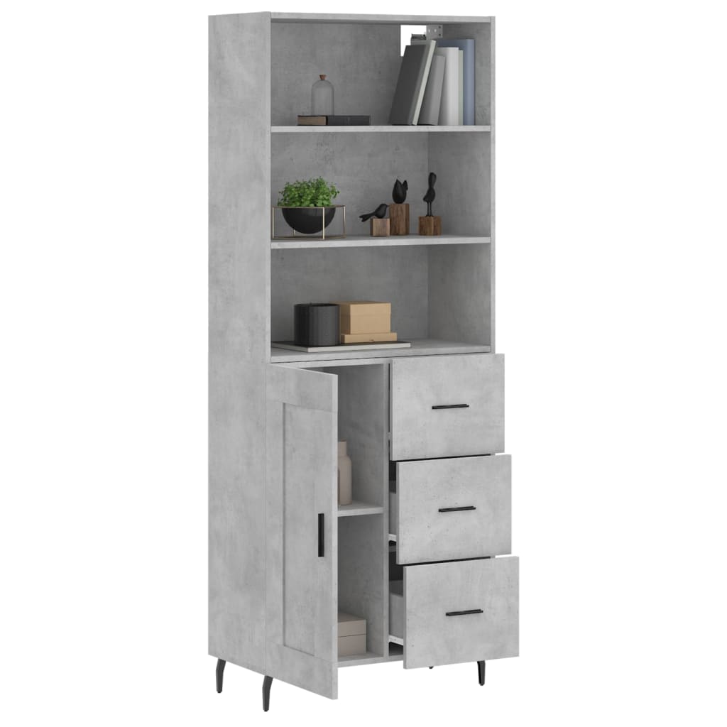 vidaXL Witrynka, szarość betonu 69,5x34x180 cm materiał drewnopochodny