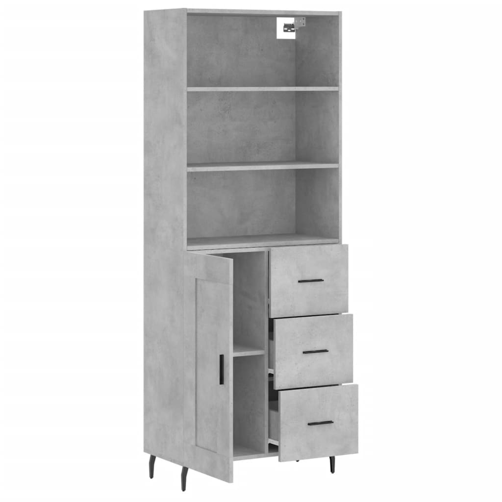 vidaXL Witrynka, szarość betonu 69,5x34x180 cm materiał drewnopochodny