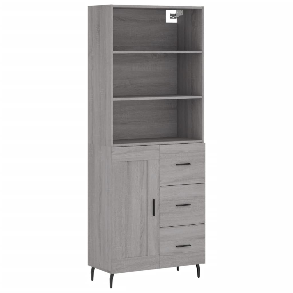 vidaXL Witrynka szary dąb sonoma 69,5x34x180cm materiał drewnopochodny