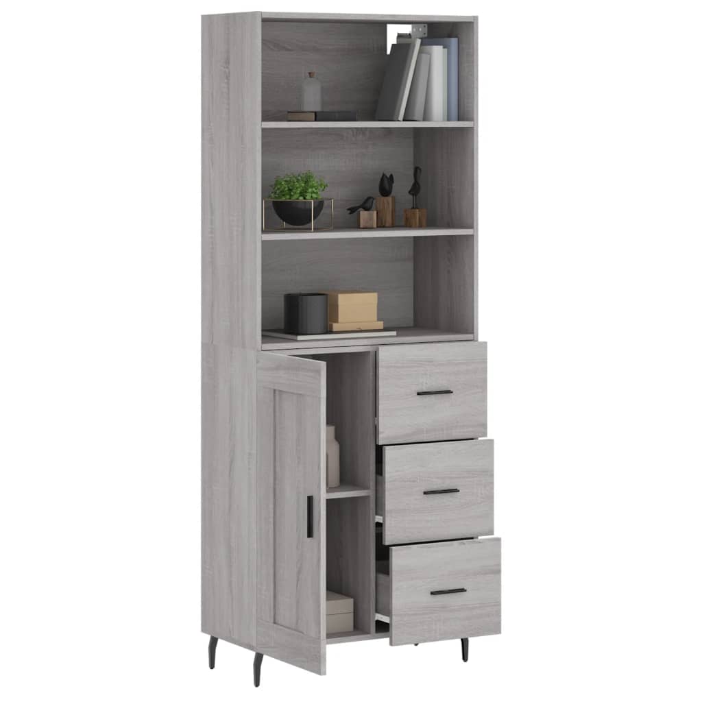 vidaXL Witrynka szary dąb sonoma 69,5x34x180cm materiał drewnopochodny