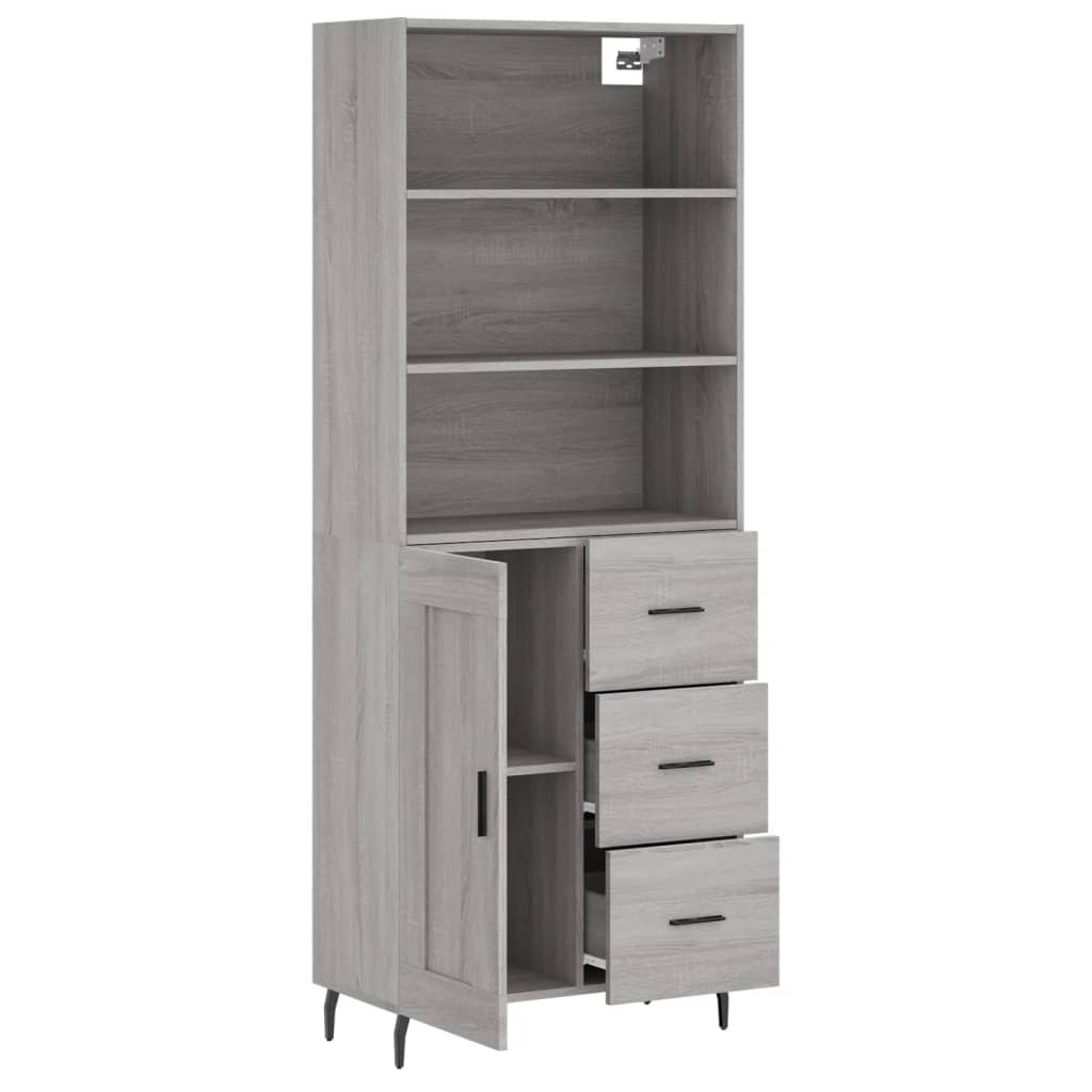 vidaXL Witrynka szary dąb sonoma 69,5x34x180cm materiał drewnopochodny