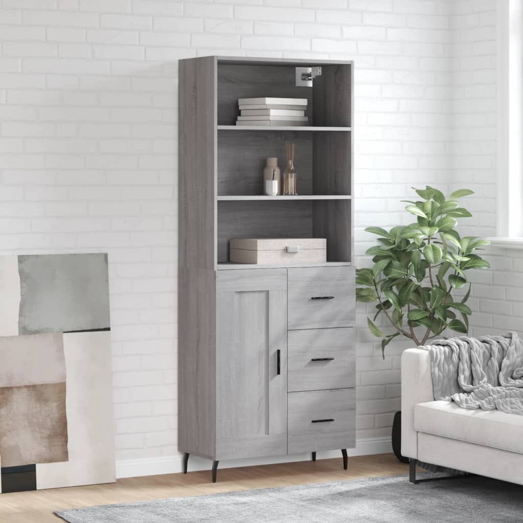 vidaXL Witrynka szary dąb sonoma 69,5x34x180cm materiał drewnopochodny
