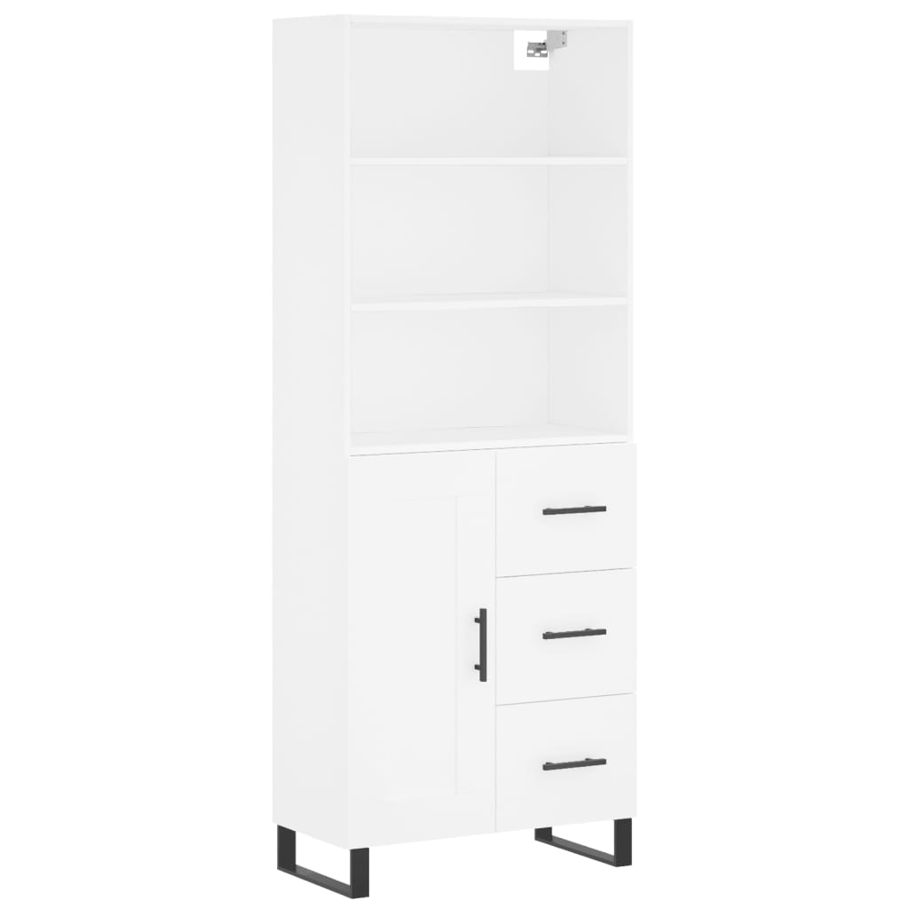 vidaXL Witrynka, biała, 69,5x34x180 cm, materiał drewnopochodny