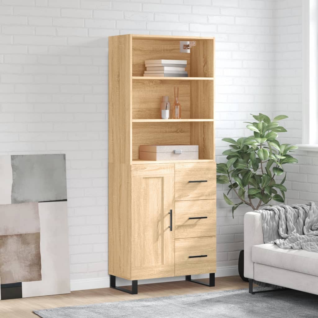 vidaXL Witrynka, dąb sonoma, 69,5x34x180 cm, materiał drewnopochodny