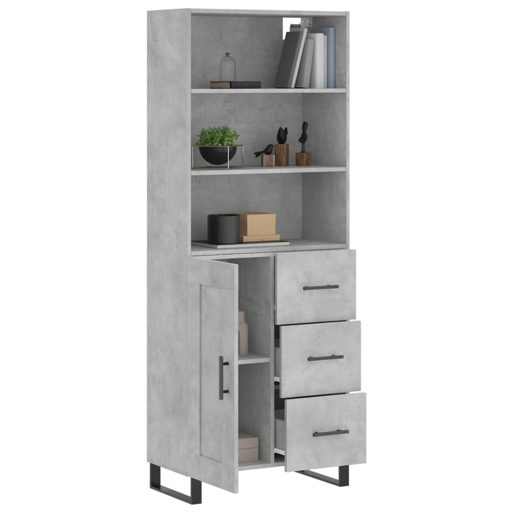 vidaXL Witrynka, szarość betonu 69,5x34x180 cm materiał drewnopochodny