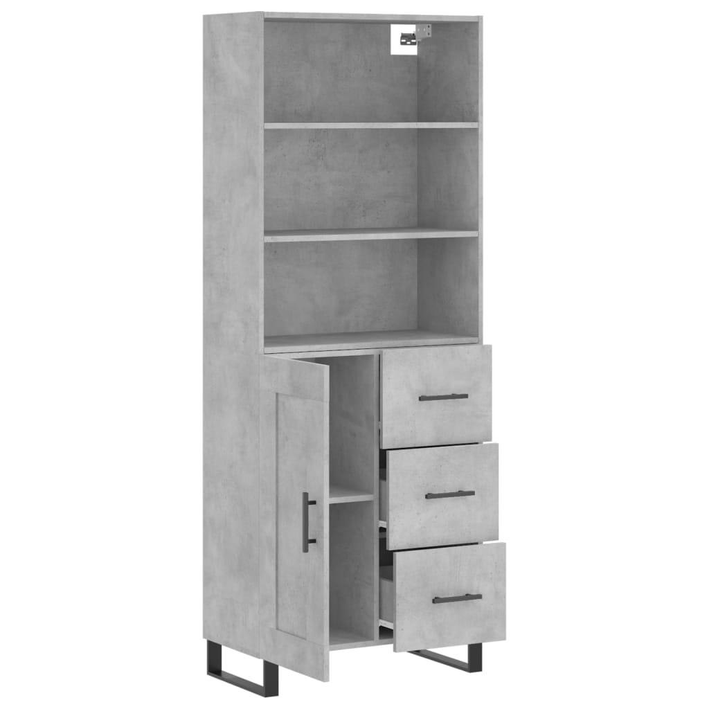 vidaXL Witrynka, szarość betonu 69,5x34x180 cm materiał drewnopochodny