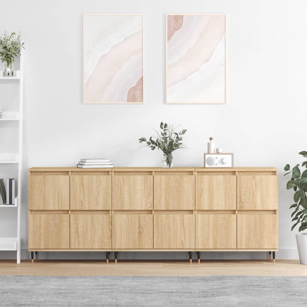 vidaXL Szafki, 3 szt., dąb sonoma, materiał drewnopochodny