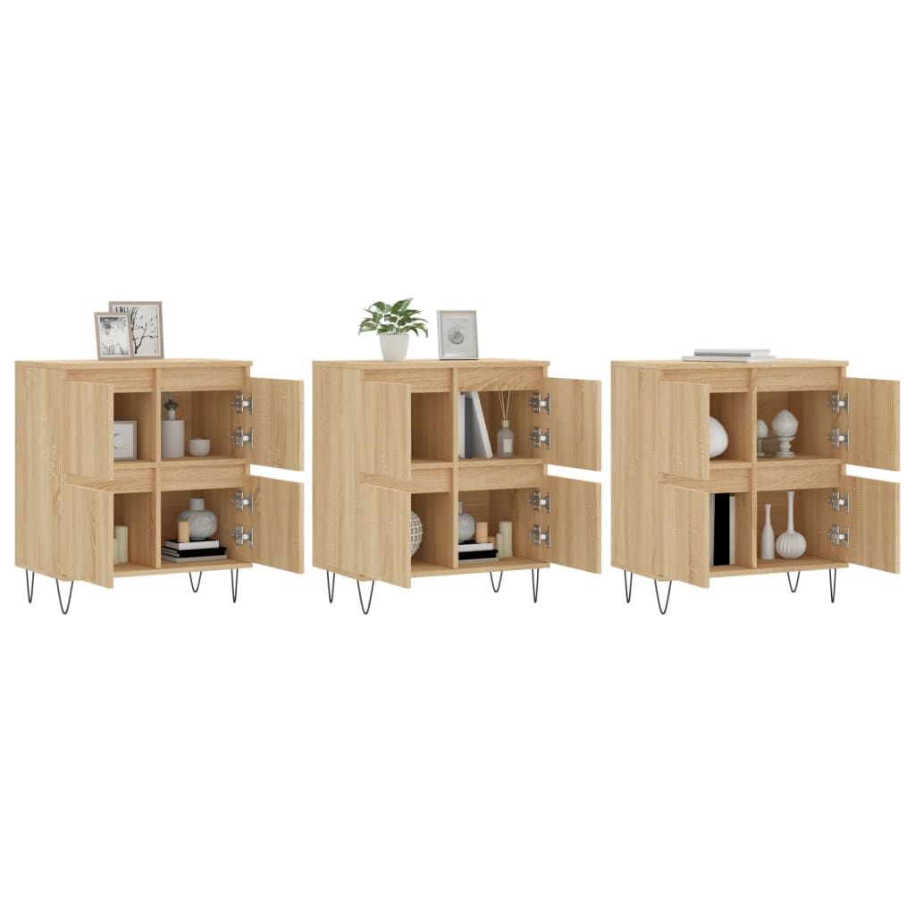 vidaXL Szafki, 3 szt., dąb sonoma, materiał drewnopochodny