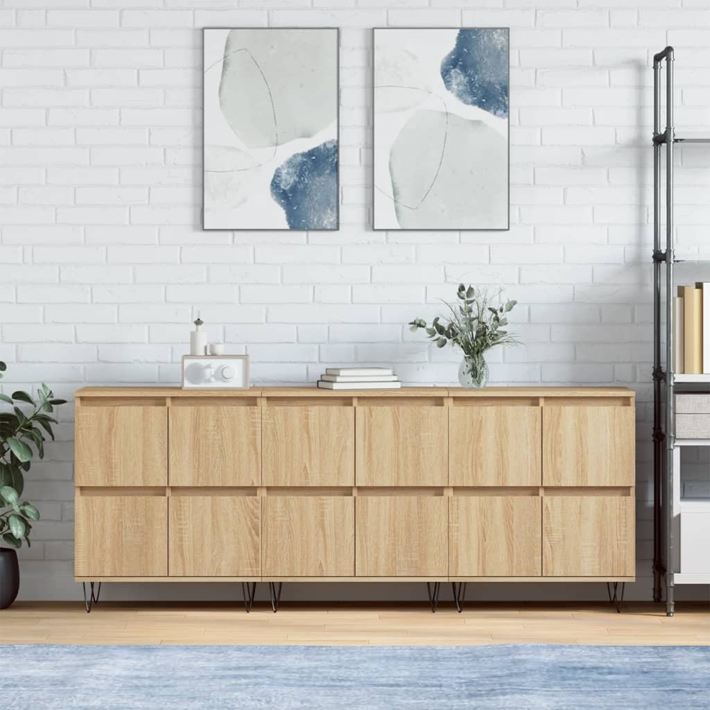 vidaXL Szafki, 3 szt., dąb sonoma, materiał drewnopochodny