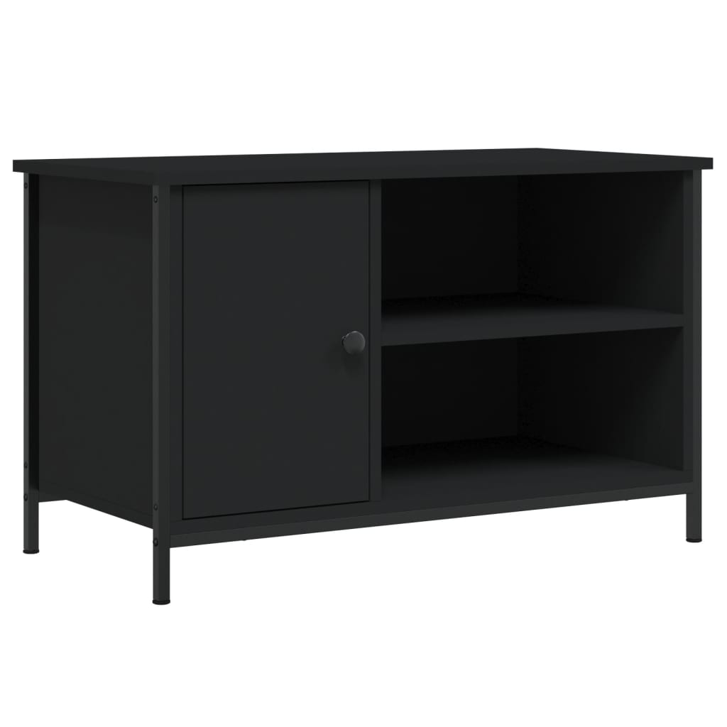 vidaXL Szafka pod TV, czarna, 80x40x50 cm, materiał drewnopochodny