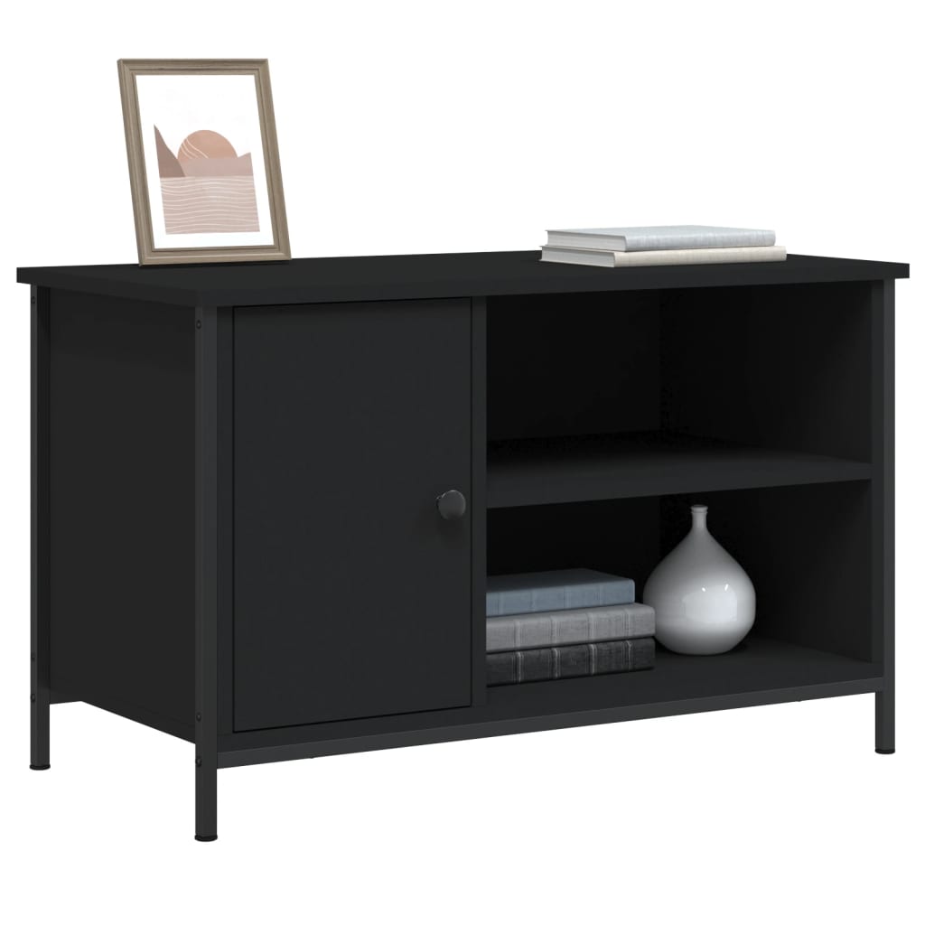 vidaXL Szafka pod TV, czarna, 80x40x50 cm, materiał drewnopochodny