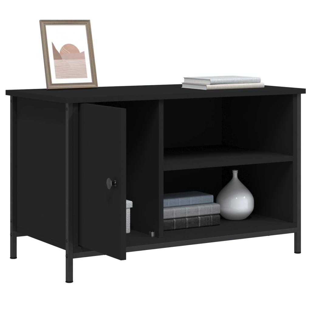 vidaXL Szafka pod TV, czarna, 80x40x50 cm, materiał drewnopochodny
