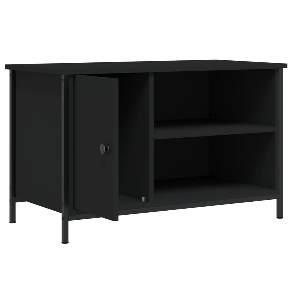 vidaXL Szafka pod TV, czarna, 80x40x50 cm, materiał drewnopochodny
