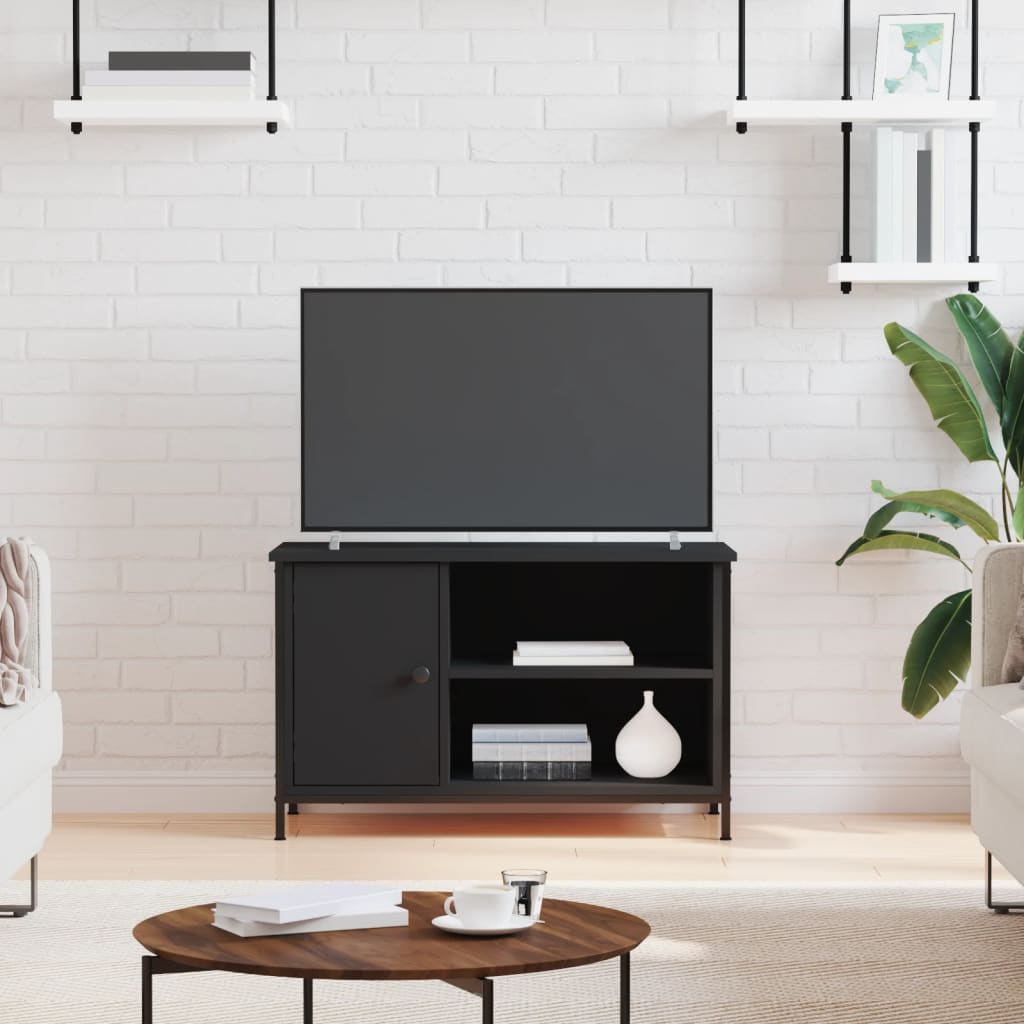 vidaXL Szafka pod TV, czarna, 80x40x50 cm, materiał drewnopochodny