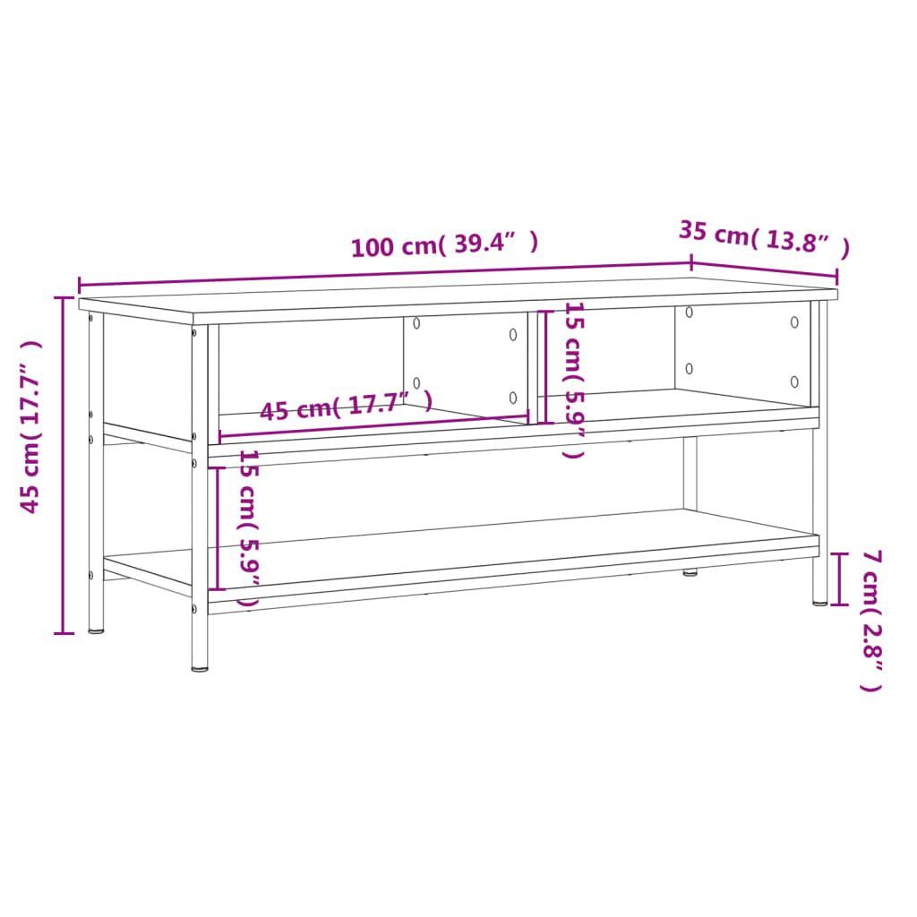 vidaXL Szafka RTV Sonoma Oak 100x35x45 cm Drewno konstrukcyjne
