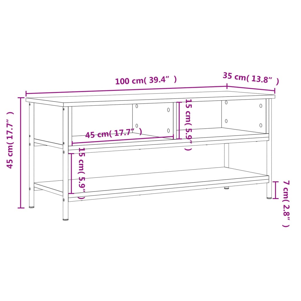 vidaXL Szafka pod TV, szary dąb sonoma, 100x35x45 cm