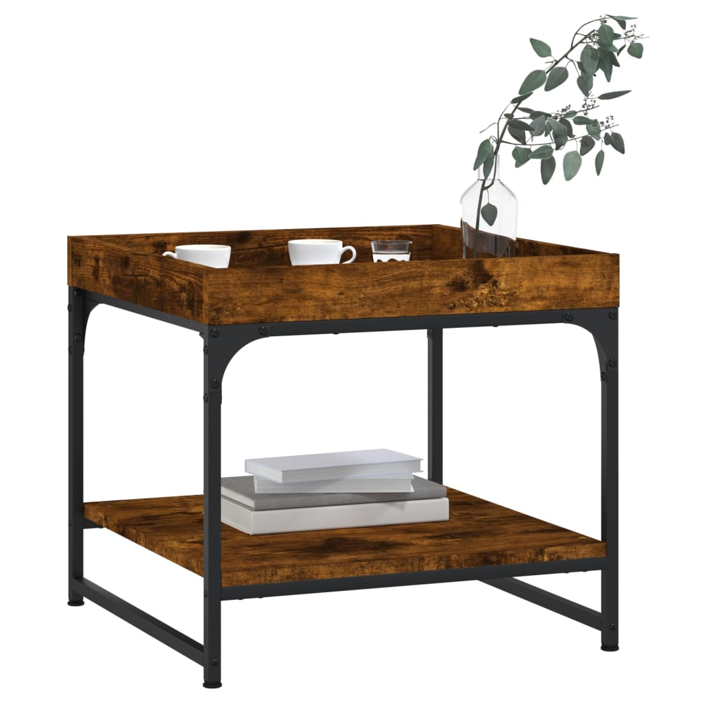 vidaXL Stolik kawowy, przydymiony dąb, 49,5x49,5x45 cm