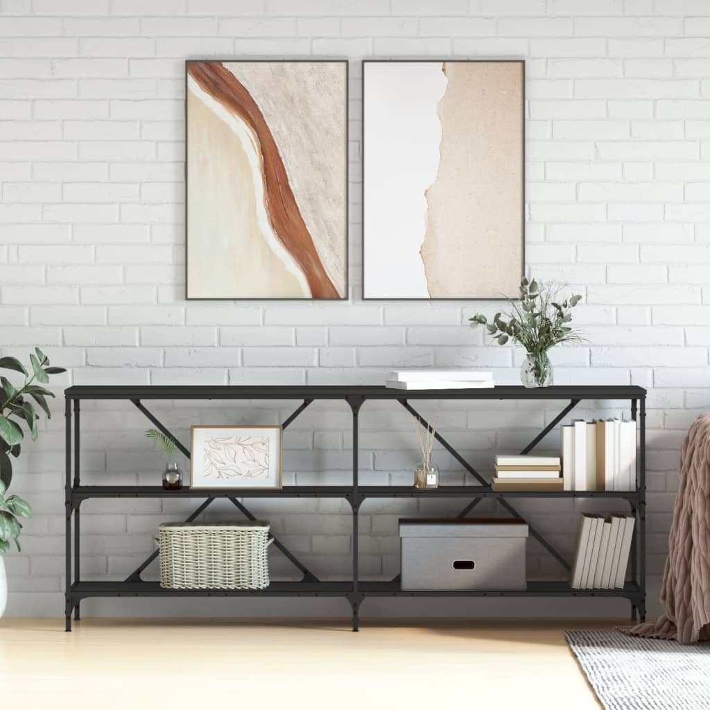 vidaXL Stolik konsolowy, czarny, 180x30x75 cm, materiał drewnopochodny