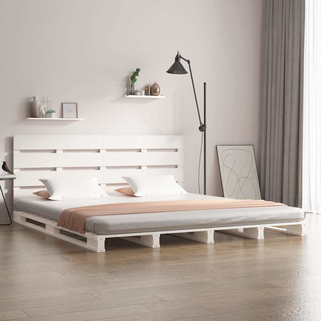 vidaXL Rama łóżka bez materaca, biała, 140x190 cm, lite drewno sosnowe