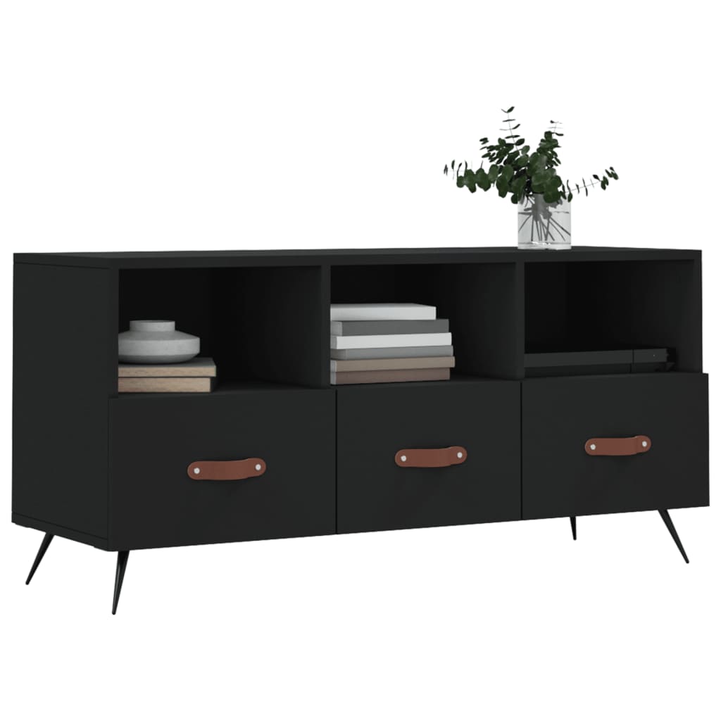 vidaXL Szafka pod TV, czarna, 102x36x50 cm, materiał drewnopochodny