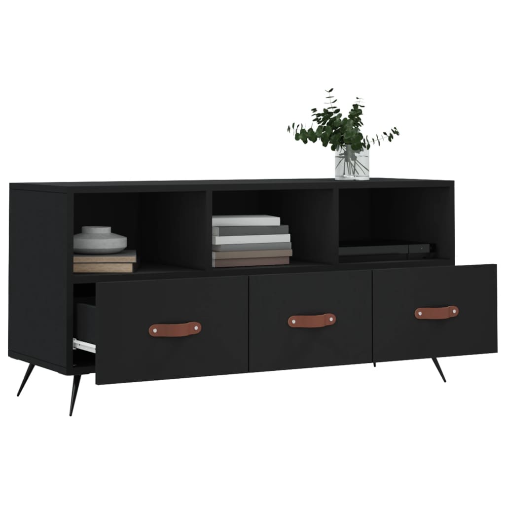 vidaXL Szafka pod TV, czarna, 102x36x50 cm, materiał drewnopochodny