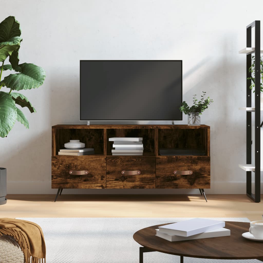 vidaXL Szafka pod TV, przydymiony dąb, 102x36x50 cm