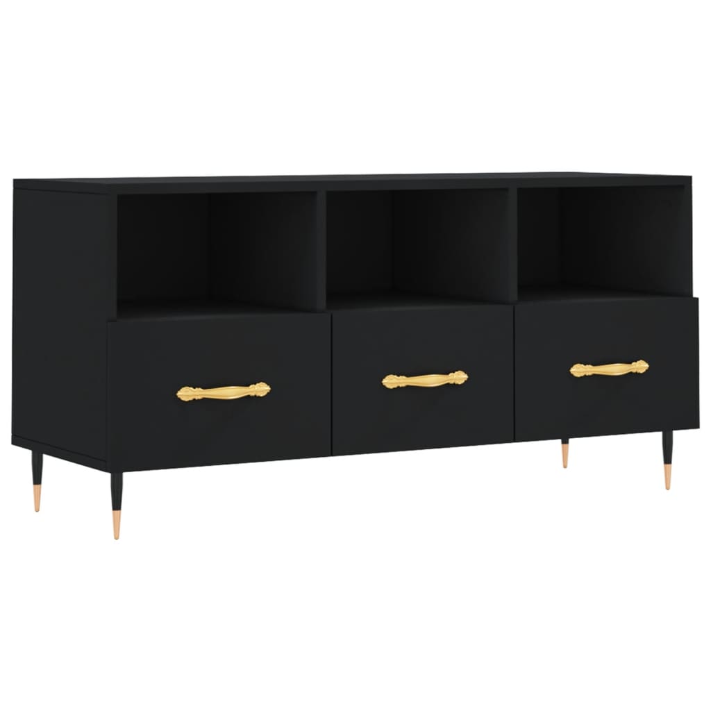vidaXL Szafka pod TV, czarna, 102x36x50 cm, materiał drewnopochodny