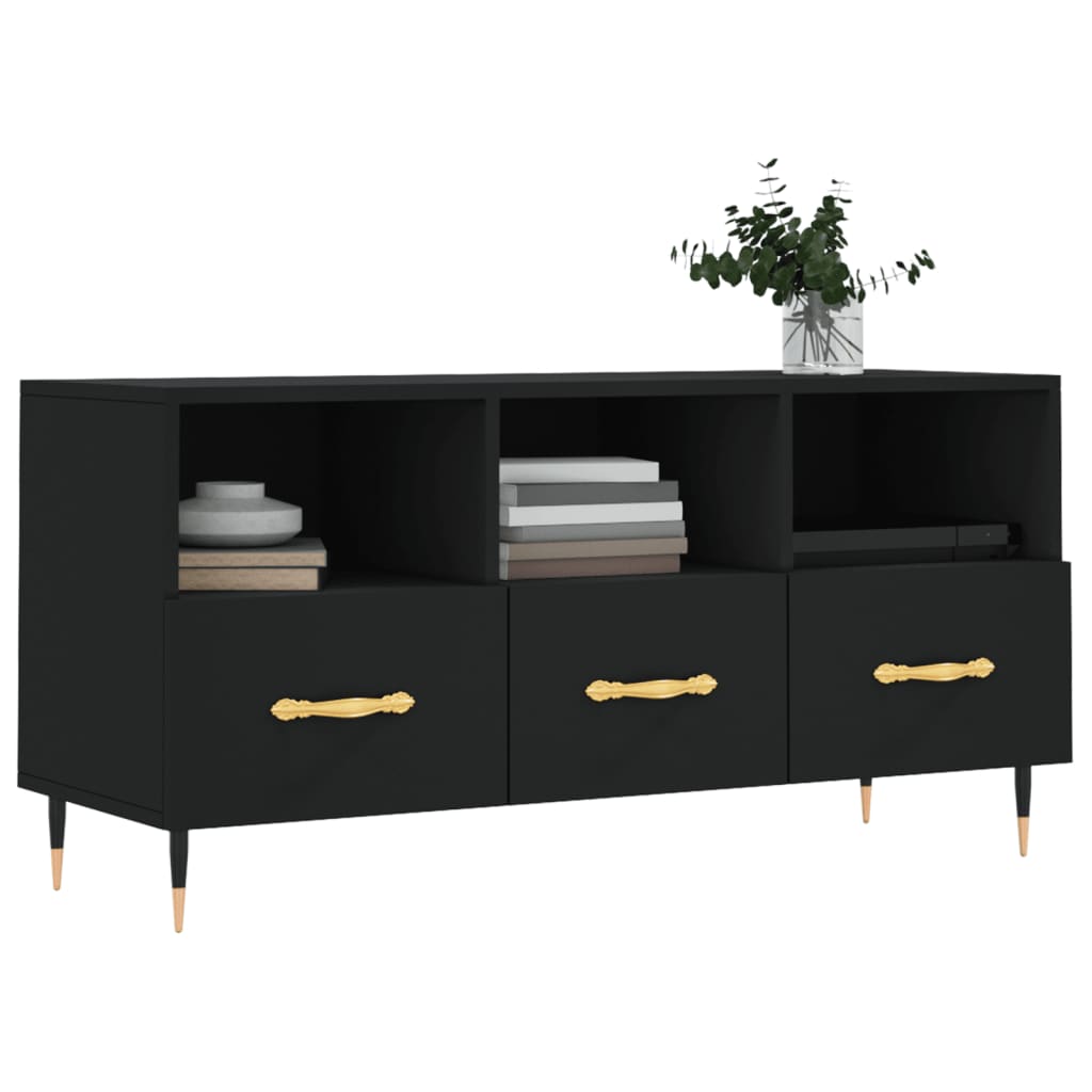 vidaXL Szafka pod TV, czarna, 102x36x50 cm, materiał drewnopochodny