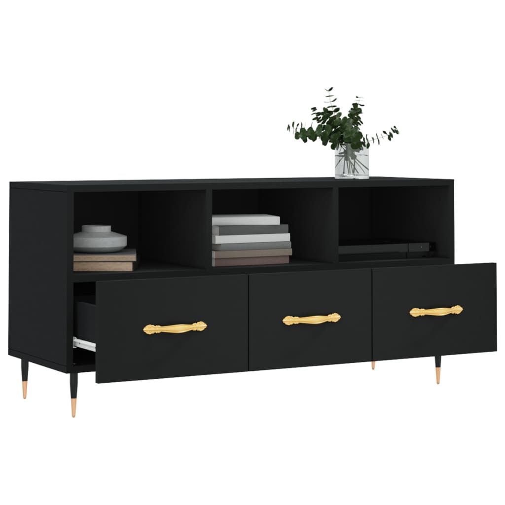 vidaXL Szafka pod TV, czarna, 102x36x50 cm, materiał drewnopochodny