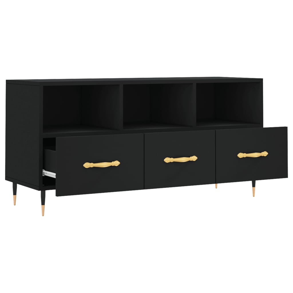 vidaXL Szafka pod TV, czarna, 102x36x50 cm, materiał drewnopochodny
