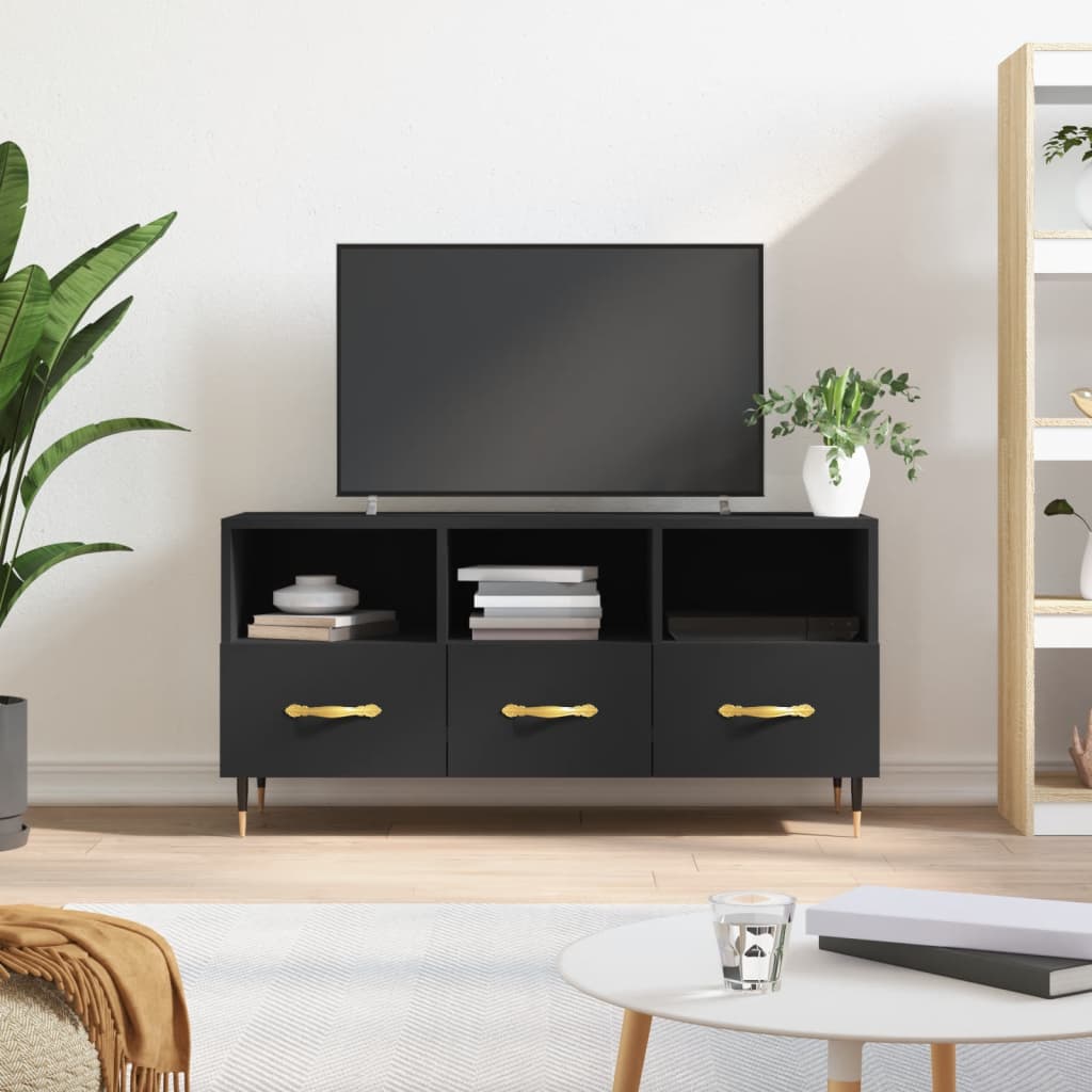 vidaXL Szafka pod TV, czarna, 102x36x50 cm, materiał drewnopochodny