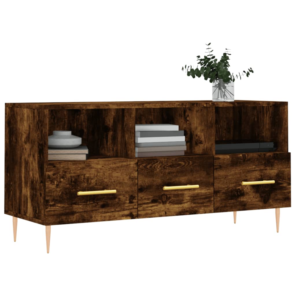 vidaXL Szafka pod TV, przydymiony dąb, 102x36x50 cm