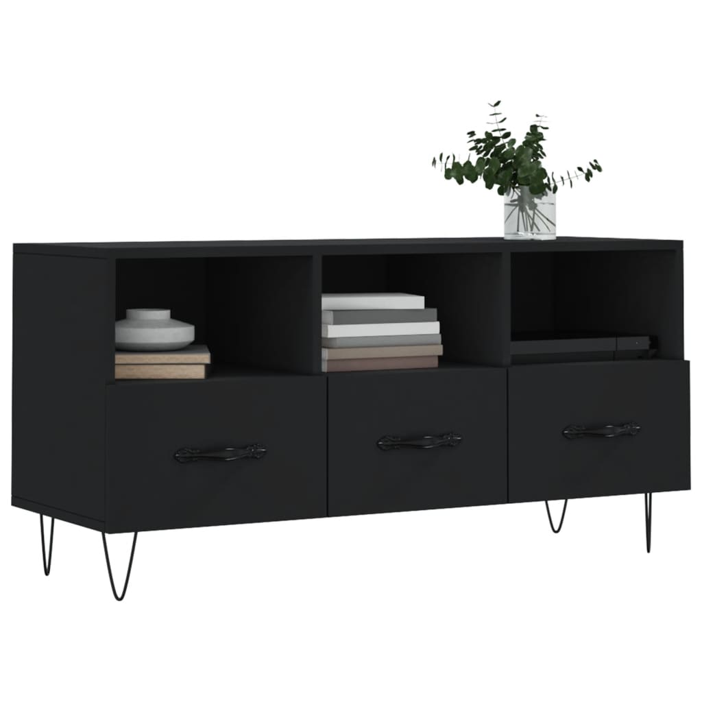 vidaXL Szafka pod TV, czarna, 102x36x50 cm, materiał drewnopochodny