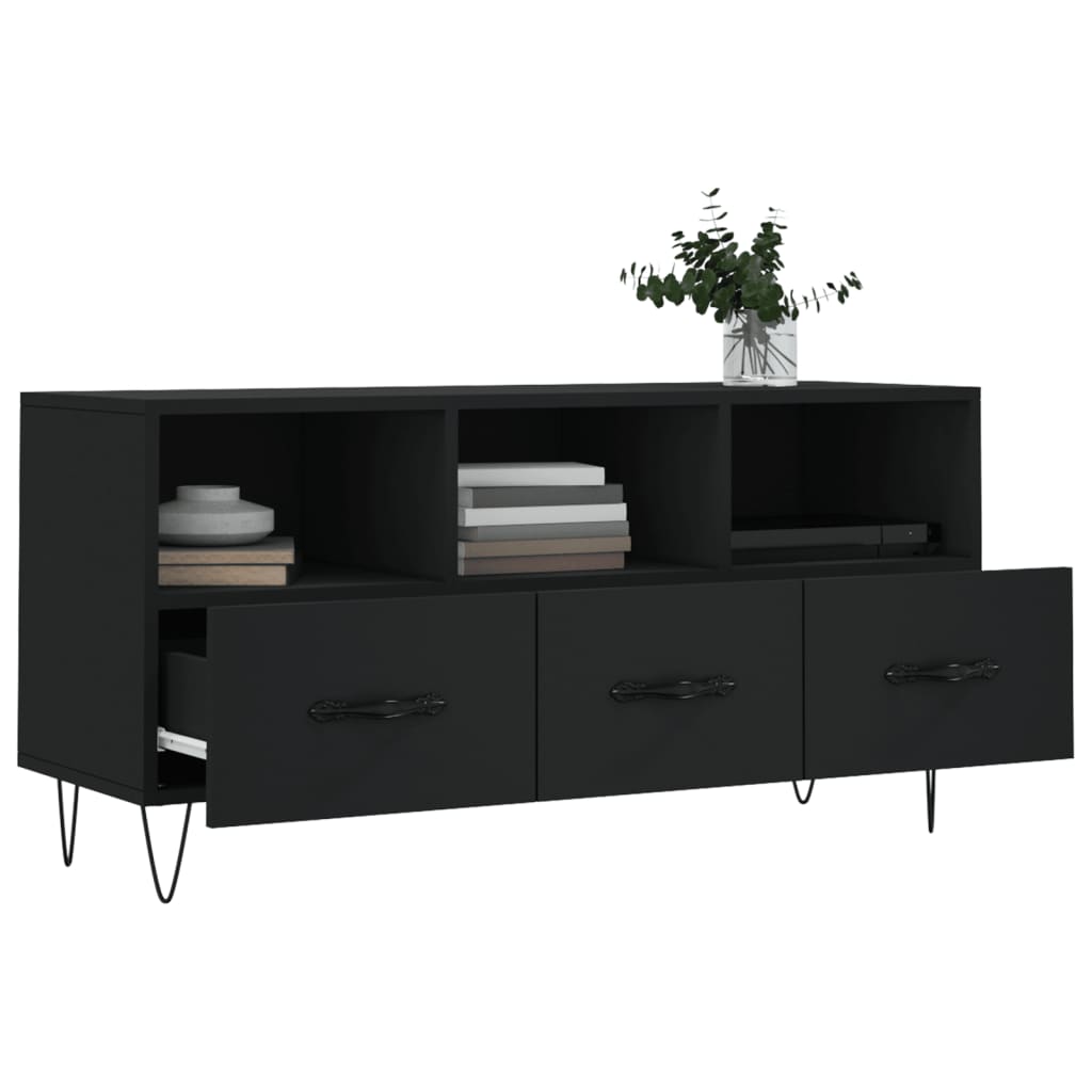 vidaXL Szafka pod TV, czarna, 102x36x50 cm, materiał drewnopochodny