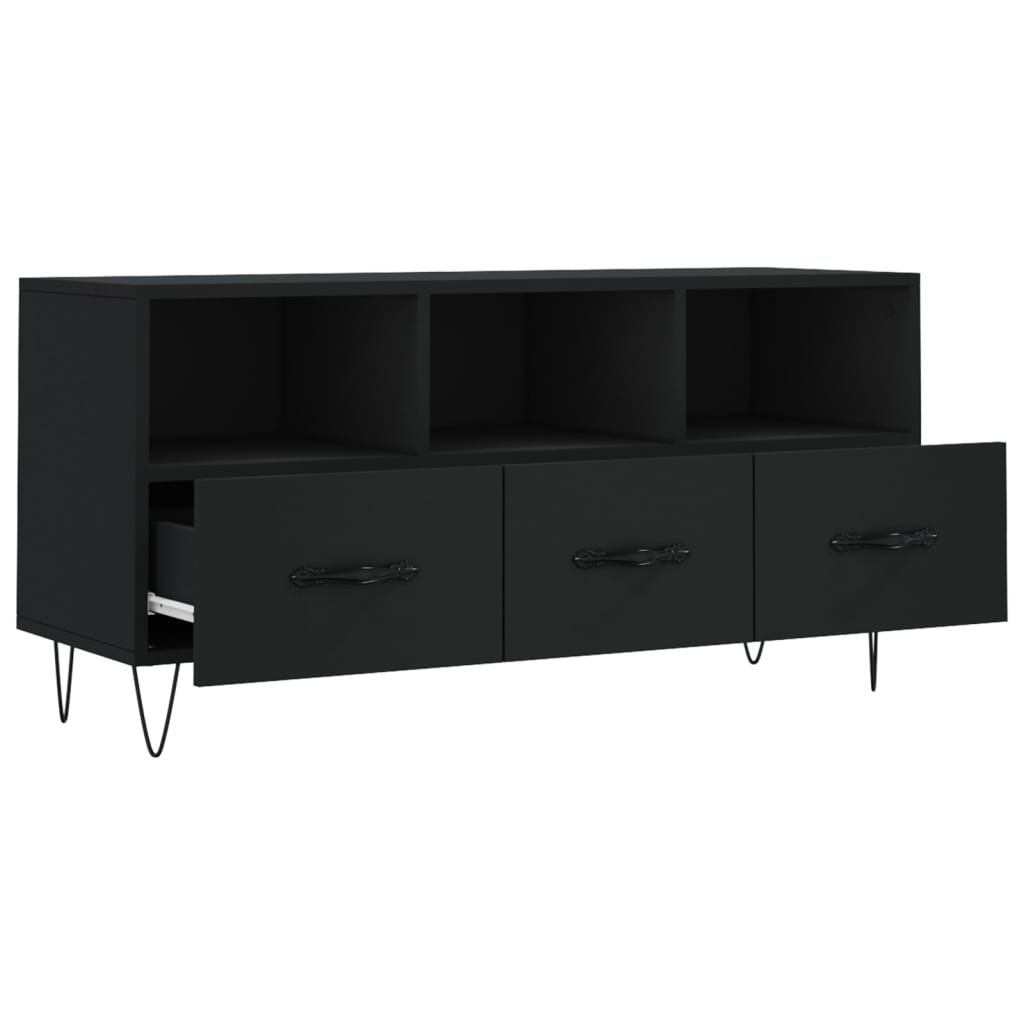 vidaXL Szafka pod TV, czarna, 102x36x50 cm, materiał drewnopochodny