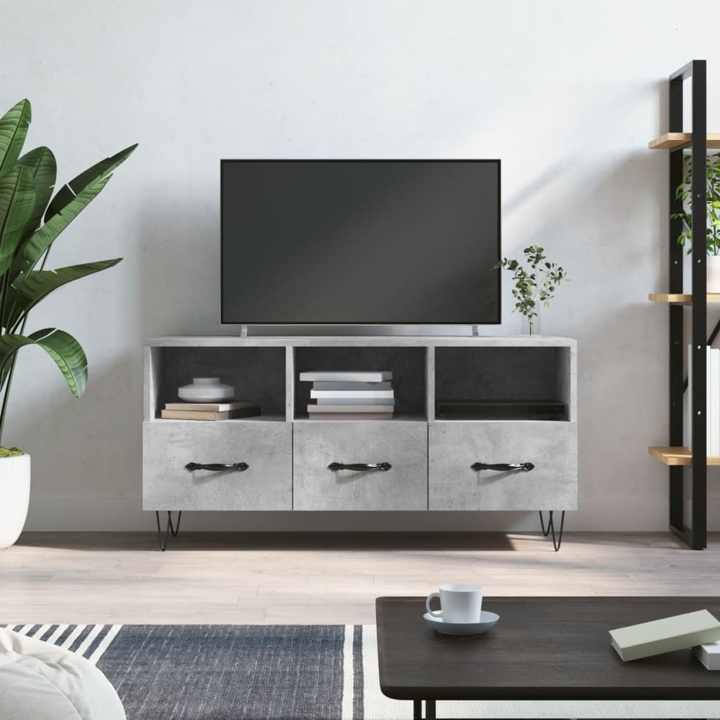 vidaXL Szafka pod telewizor, szarość betonu, 102x36x50 cm