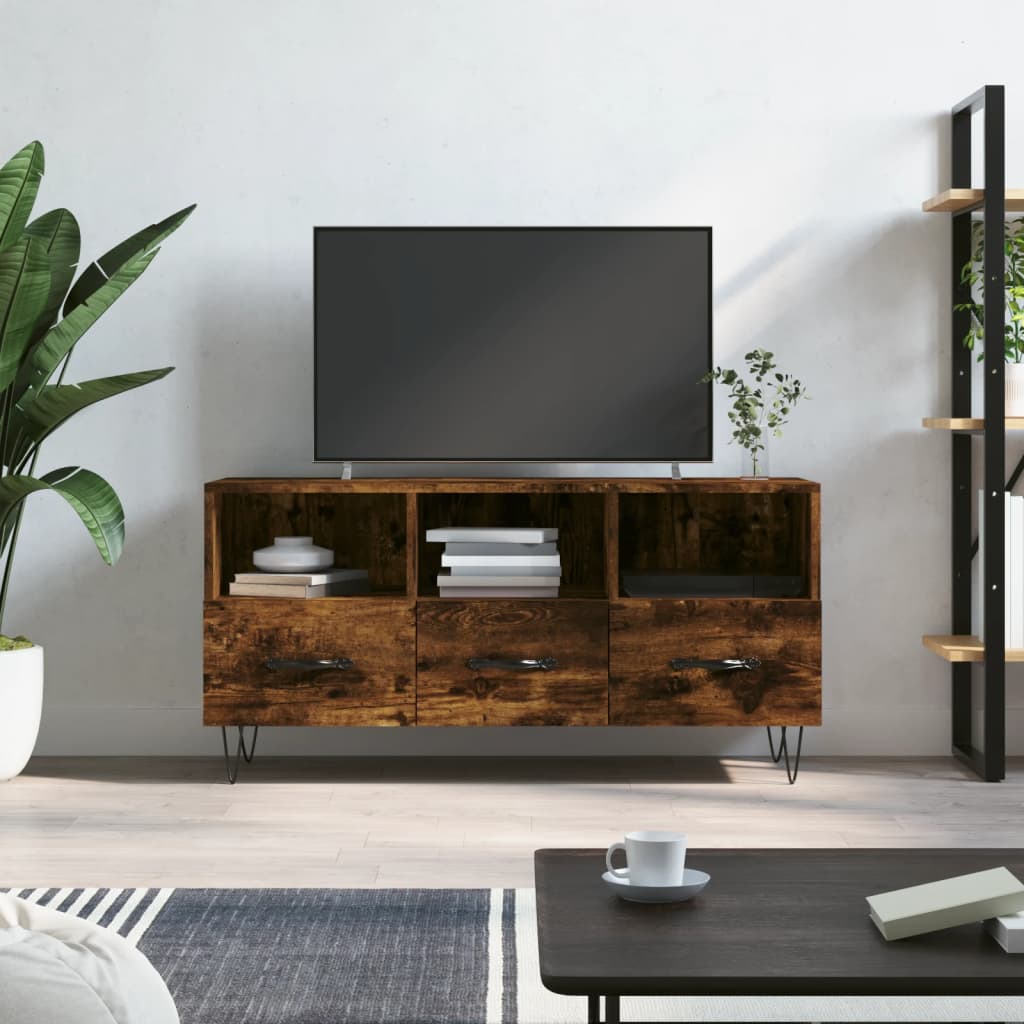 vidaXL Szafka pod TV, przydymiony dąb, 102x36x50 cm