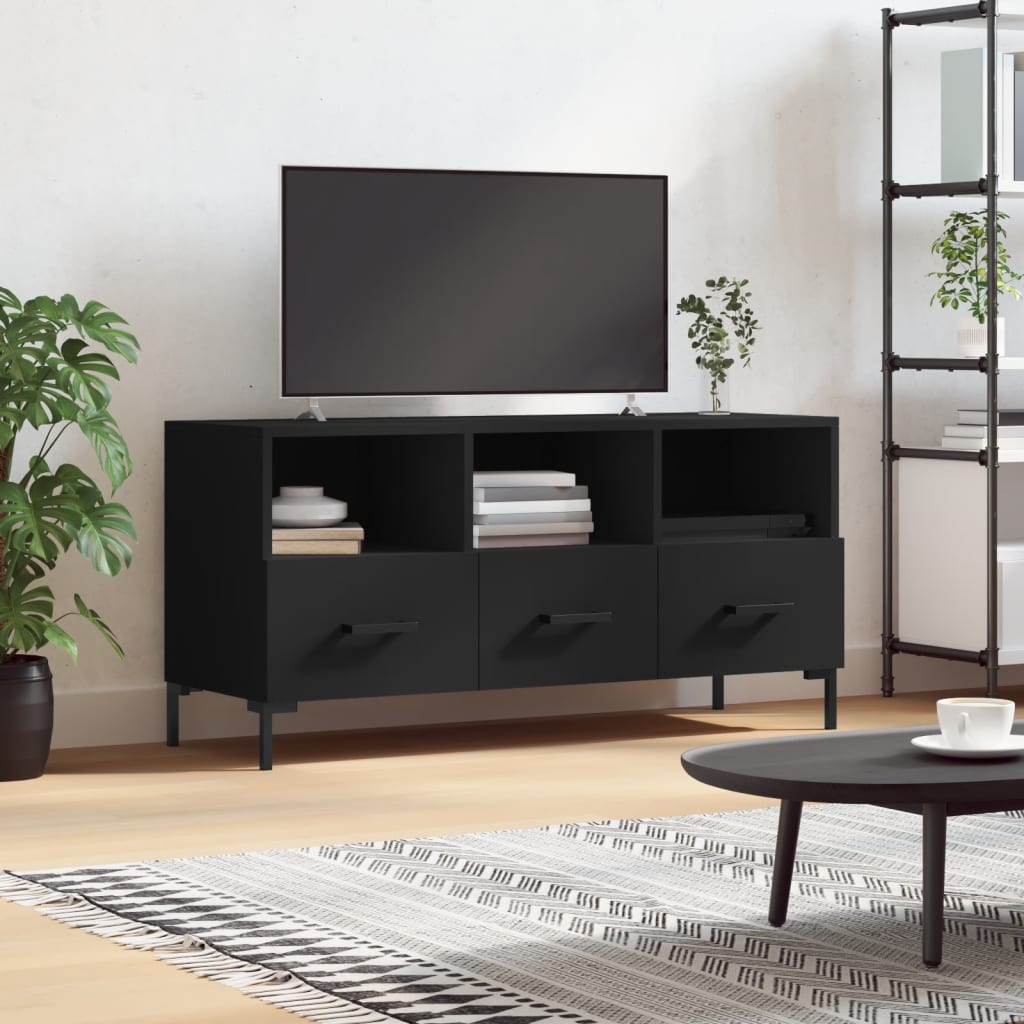 vidaXL Szafka pod TV, czarna, 102x36x50 cm, materiał drewnopochodny