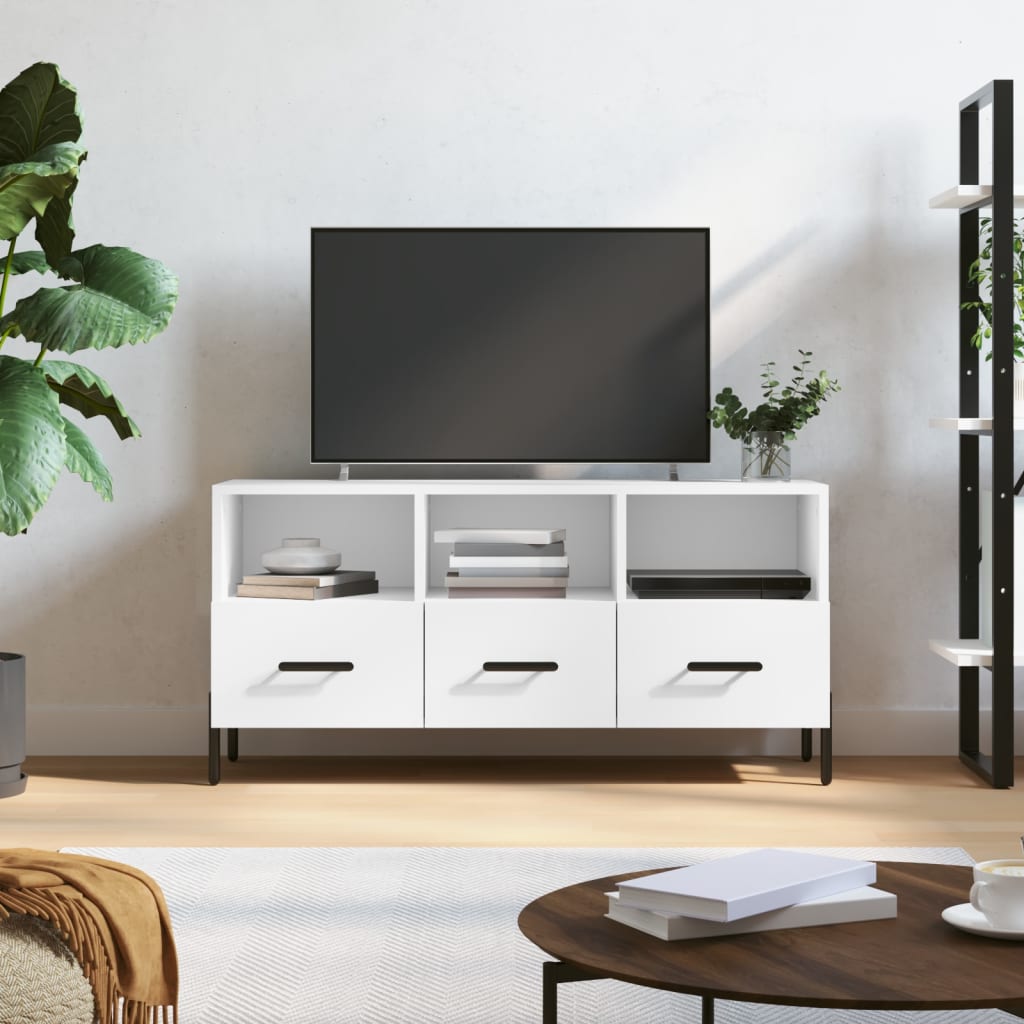 vidaXL Szafka pod TV, biała, 102x36x50 cm, materiał drewnopochodny