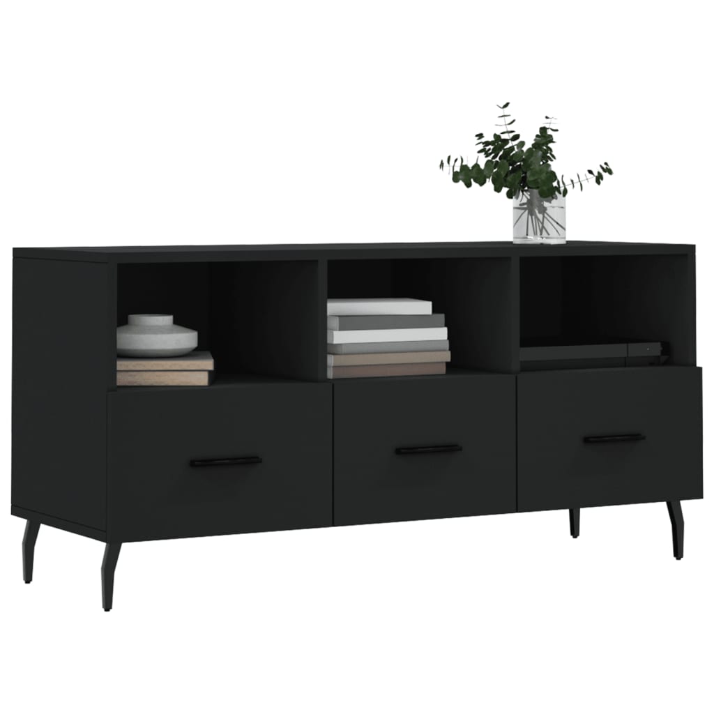 vidaXL Szafka pod TV, czarna, 102x36x50 cm, materiał drewnopochodny