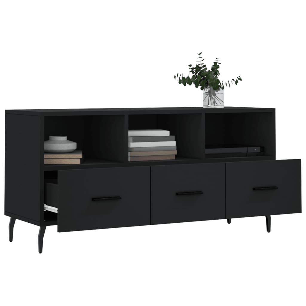 vidaXL Szafka pod TV, czarna, 102x36x50 cm, materiał drewnopochodny
