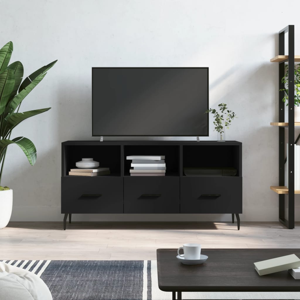 vidaXL Szafka pod TV, czarna, 102x36x50 cm, materiał drewnopochodny