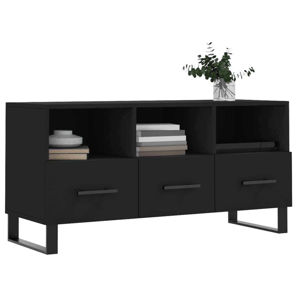 vidaXL Szafka pod TV, czarna, 102x36x50 cm, materiał drewnopochodny