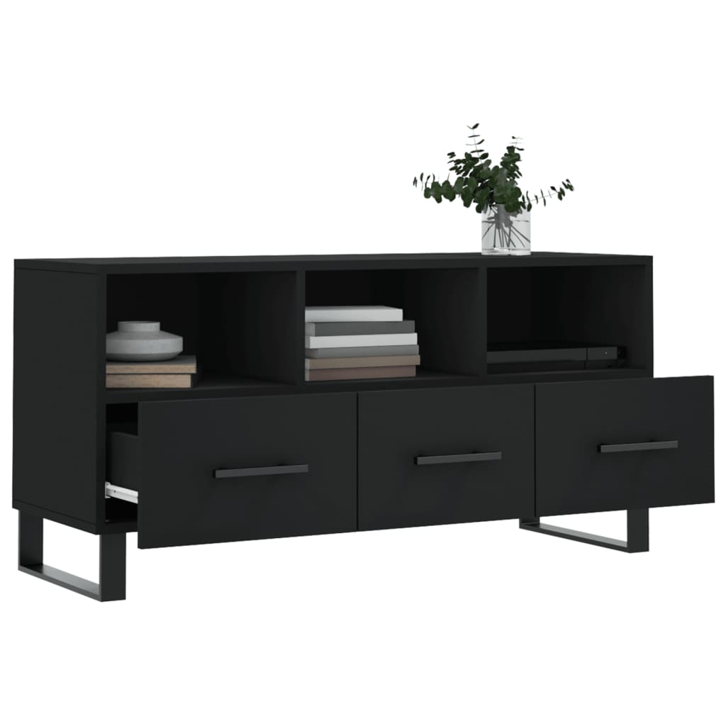 vidaXL Szafka pod TV, czarna, 102x36x50 cm, materiał drewnopochodny