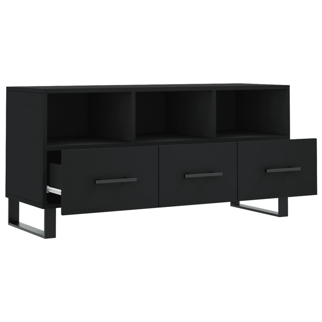 vidaXL Szafka pod TV, czarna, 102x36x50 cm, materiał drewnopochodny
