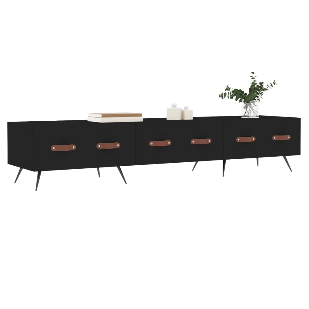 vidaXL Szafka pod TV, czarna, 150x36x30 cm, materiał drewnopochodny